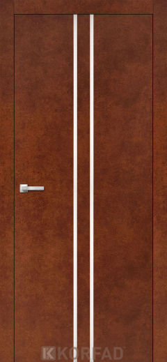 Міжкімнатні двері Korfad, ALP-02(DSP), Сталь Кортен, глухі, вставка алюміній 8мм,  звичайна кромка