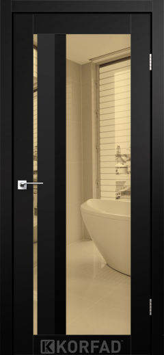 Міжкімнатні двері  Korfad, AL-06, Super Pet чорний, Двостороннє бронзове дзеркало