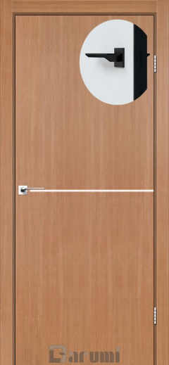 Міжкімнатні двері Darumi Plato PTL-03 (40 мм) Дуб Натуральний, Нікелева вставка+чорна матова кромка