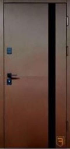 Вхідні двері, Форт Нокс, колекція "Kraft", Снейк 8017 коричневий+вертикальний молдинг/астана розвуд горизонт, без фрезування