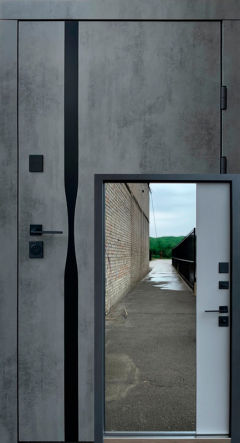 Вхідні двері Qdoors, колекція Ультра, Лаундж-АК, оксид темний/сірий шифер+дзеркало