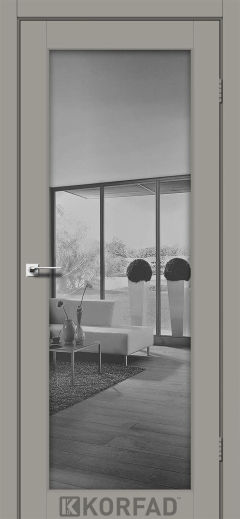 Міжкімнатні двері  Korfad, SV-01, Super Pet сірий, Двостороннє триплекс дзеркало графіт