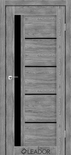 Межкомнатная дверь LEADOR Express Rim ( 40 мм) Leador Rim, Клен білий, Чорне скло