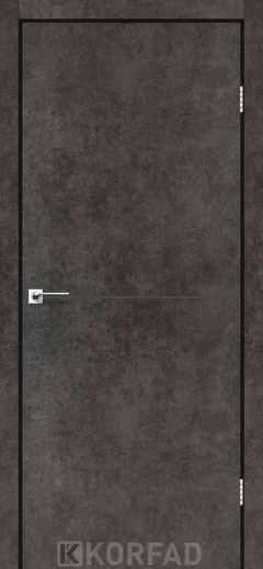 Міжкімнатні двері Korfad, DLP-01(Sota), Лофт бетон, глухі, декоративна чорна вставка, кромка алюмінієва