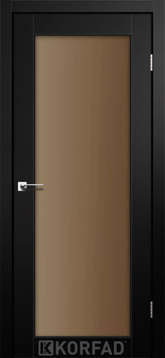 Міжкімнатні двері  Korfad, SV-01, Super Pet чорний, Сатин бронза 8 мм