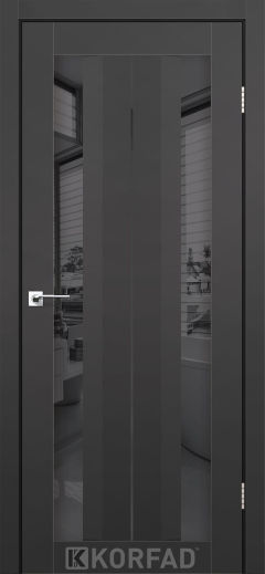 Міжкімнатні двері  Korfad, AL-01, Super Pet аляска антрацит, Двостороннє графіт дзеркало