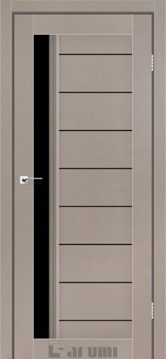 Міжкімнатні двері Darumi Bordo, Сірий бетон, Чорне скло