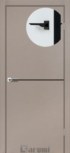 Міжкімнатні двері Darumi Plato PTL-03 (40 мм) Сірий краст, чорна вставка+чорна матова кромка