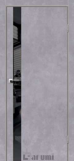 Міжкімнатні двері Darumi Plato, Сірий бетон, Lacobel чорний+звичайна кромка