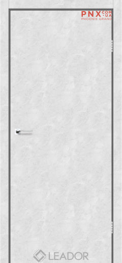 Міжкімнатні двері LEADOR Asti, Білий бетон, Глухе+алюминиевый молдинг