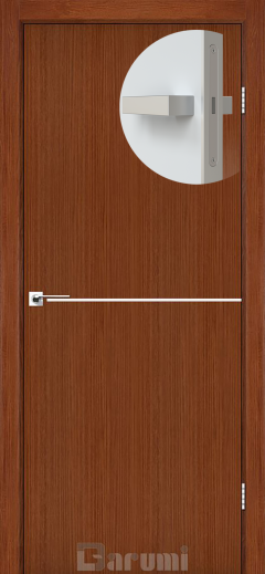 Міжкімнатні двері Darumi Plato PTL-03 (40 мм) Горіх Роял, Нікелева вставка + алюмінієва кромка