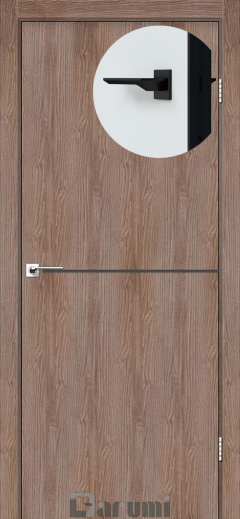 Міжкімнатні двері Darumi Plato PTL-03 (40 мм) Горіх Бургун, Антрацитна вставка+чорна матова кромка