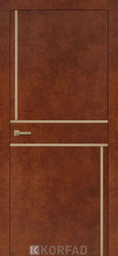 Міжкімнатні двері Korfad, ALP-07(DSP), Сталь Кортен, глухі, вставка алюміній бронза 20 мм,  звичайна кромка
