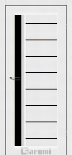 Міжкімнатні двері Darumi Bordo, Білий текстурний, Чорне скло