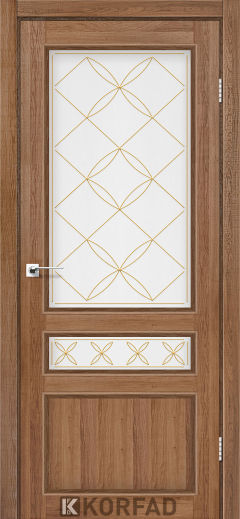 Міжкімнатні двері  Korfad, CL-05 зі штапиком, дуб браш, Сатін білий + малюнок М2