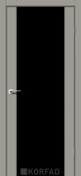 Міжкімнатні двері  Korfad, SR-01, Super Pet сірий, Триплекс чорний, 8 мм