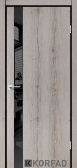 Міжкімнатні двері Korfad, GLP-02 (DSP), дуб нордік, глухі, вставка Lacobel чорний, звичайна кромка