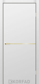Міжкімнатні двері Korfad, DLP-01(Sota), Super PET сірий, глухі, декоративна золота вставка, кромка алюмінієва