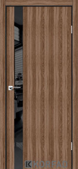 Міжкімнатні двері Korfad, GLP-02 (DSP), Дуб грей, глухі, вставка Lacobel чорний, звичайна кромка