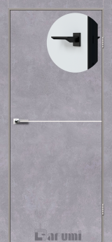 Міжкімнатні двері Darumi Plato PTL-03 (40 мм) Сірий бетон, Нікелева вставка+чорна матова кромка