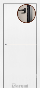 Міжкімнатні двері Darumi Plato PTL-03 (40 мм) Білий матовий, Нікелева вставка+чорна матова кромка - Изображение 1