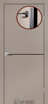 Міжкімнатні двері Darumi Plato PTL-03 (40 мм) Сірий краст, чорна вставка+алюмінієва кромка - Изображение 2