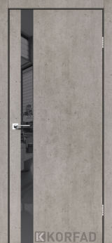 Міжкімнатні двері Korfad, GLP-02 (DSP), лайт бетон, глухі, графіт дзеркало, звичайна кромка
