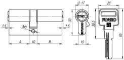 Циліндровий механізм R600/70 mm (30+10+30) AB бронза 5 кл. FUARO (з індивідуальним ключем) - Изображение 1