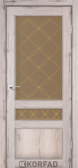 Міжкімнатні двері  Korfad, CL-05 зі штапиком, дуб нордік, Сатин бронза + малюнок М2