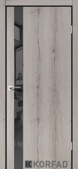 Міжкімнатні двері Korfad, GLP-02 (DSP), дуб нордік, глухі, графіт дзеркало, звичайна кромка