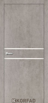 Міжкімнатні двері Korfad, ALP-03(DSP), лайт бетон, глухі, вставка алюміній 8мм,  звичайна кромка