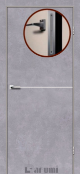 Міжкімнатні двері Darumi Plato PTL-03 (40 мм) Сірий бетон, Нікелева вставка + алюмінієва кромка - Изображение 2