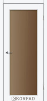 Міжкімнатні двері  Korfad, SV-01, Білий перламутр, Сатин бронза 8 мм