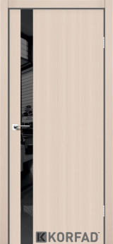Міжкімнатні двері Korfad, GLP-02 (DSP), Дуб білений, глухі, вставка Lacobel чорний, звичайна кромка
