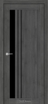 Міжкімнатні Двері StilDoors Bellano (40мм.) Дуб Смокі Чорне скло