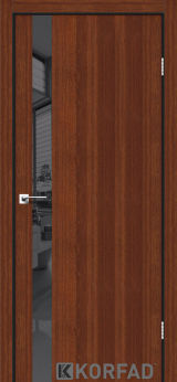 Міжкімнатні двері Korfad, GLP-02 (DSP), Горіх, глухі, графіт дзеркало, алюмінієва кромка