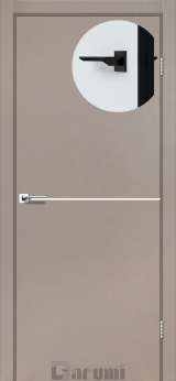 Міжкімнатні двері Darumi Plato PTL-03 (40 мм) Сірий краст, Нікелева вставка+чорна матова кромка