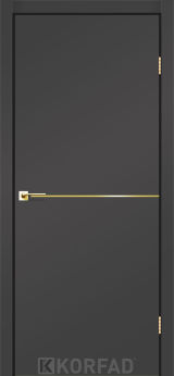 Міжкімнатні двері Korfad, DLP-01(Sota), Super PET антрацит, глухі, декоративна золота вставка, кромка чорна матова