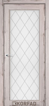 Міжкімнатні двері  Korfad, CL-09 зі штапиком, дуб нордік, Сатін білий + малюнок М1