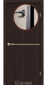 Міжкімнатні двері Darumi Plato PTL-03 (40 мм) Венге Панга, золота вставка+алюмінієва кромка - Изображение 2