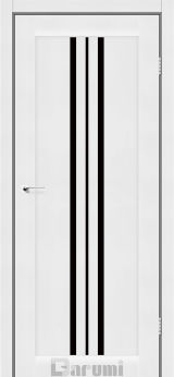 Міжкімнатні двері Darumi Stella (40 мм) Білий текстурний, Чорне скло