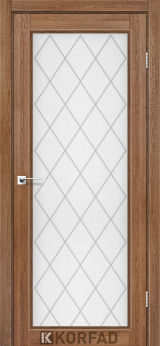 Міжкімнатні двері  Korfad, CL-09 зі штапиком, дуб браш, Сатін білий + малюнок М1