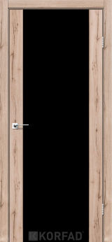 Міжкімнатні двері  Korfad, SR-01, дуб тобакко, Триплекс чорний, 8 мм