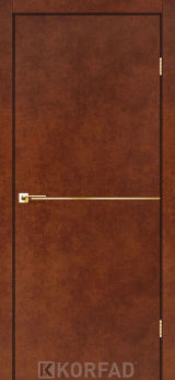 Міжкімнатні двері Korfad, DLP-01(Sota), сталь кортен, глухі, декоративна золота вставка, кромка звичайна