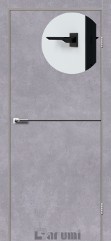 Міжкімнатні двері Darumi Plato PTL-03 (40 мм) Сірий бетон, чорна вставка+чорна матова кромка