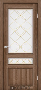 Міжкімнатні двері  Korfad, CL-05 зі штапиком, дуб грей, Сатін білий + малюнок М2