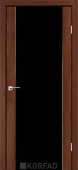 Міжкімнатні двері  Korfad, SR-01, горіх, Триплекс чорний, 8 мм