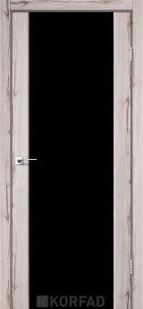 Міжкімнатні двері  Korfad, SR-01, дуб нордік, Триплекс чорний, 8 мм