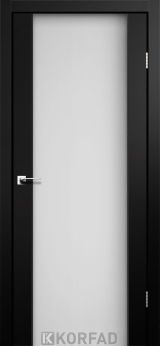 Міжкімнатні двері  Korfad, SR-01, Super Pet чорний, Скло сатин загартоване 8 мм