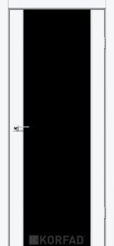 Міжкімнатні двері  Korfad, SR-01, Білий перламутр, Триплекс чорний, 8 мм